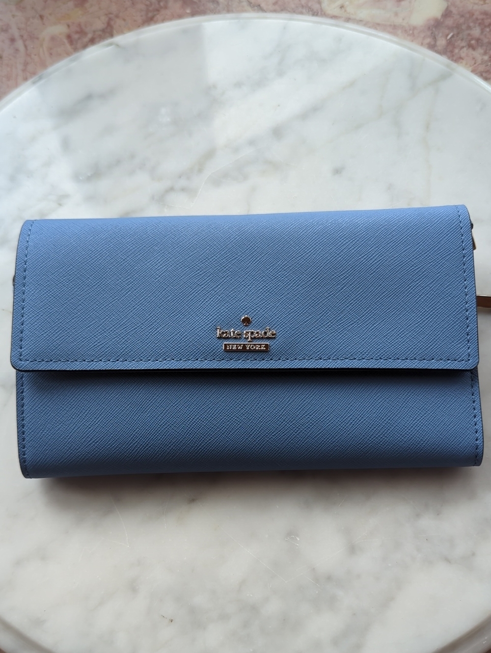 kate spade Blue Saffiano Leather Continental Wallet
